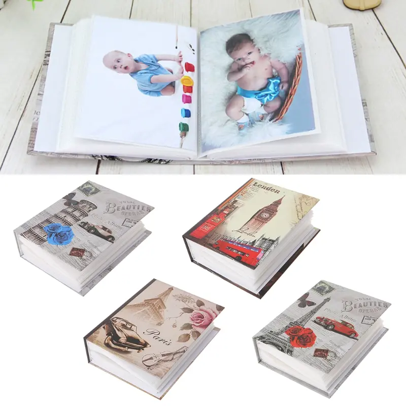 Baiy Vintage Photo Album 100 Pockets Insert Page 6 inch Photos Pictures  Interstitial Photos Bookcase for Family Gather
