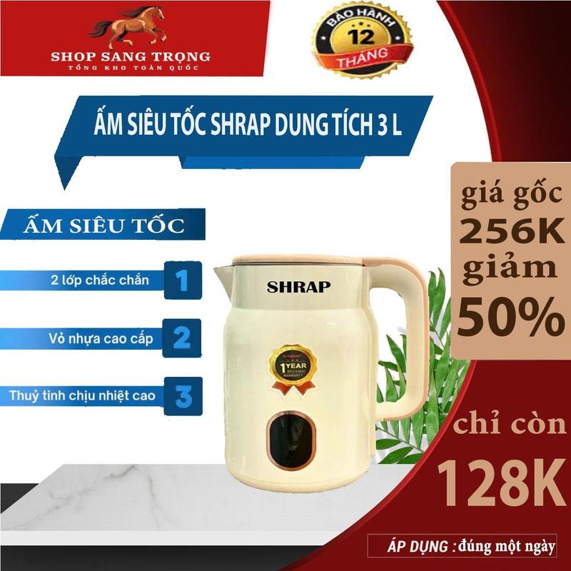 Ấm siêu tốc Sharp Model SH-38 Dung tích 3L Công suất 1500w Có tự ngắt khi sôi An toàn và Tiết kiệm 1