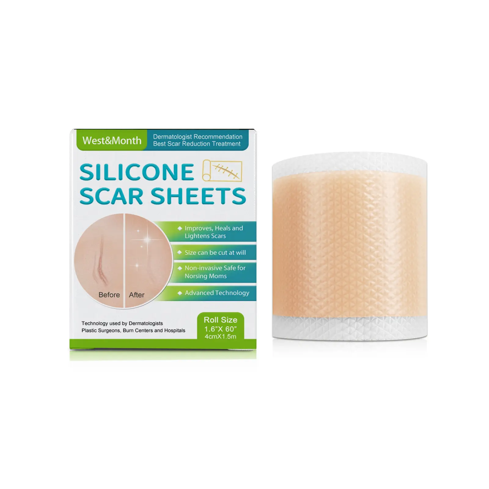 West&Month Self-Adhesive Silicone Scar Repair Orange Line Growth Line Smooth Skin Care Beauty Patch