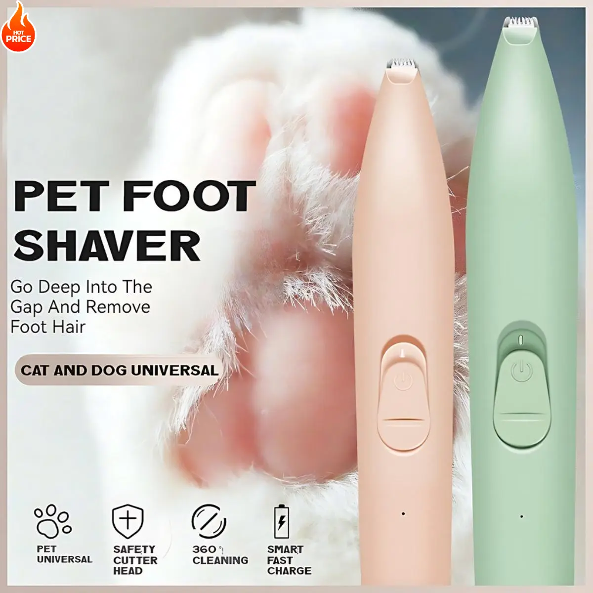 Dog Cat Foot Hair Trimmer Rechargeable Pet Paw Nail Grooming Clipper Electrical Shearing Machine for Cats and Dogs Paw Shaver