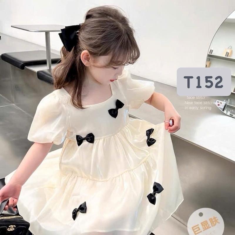 V152(9-35kg)Đầm Công Chúa Tay Ngắn Phong Cách Thời Trang Mới 2024 Dành Cho Bé gái