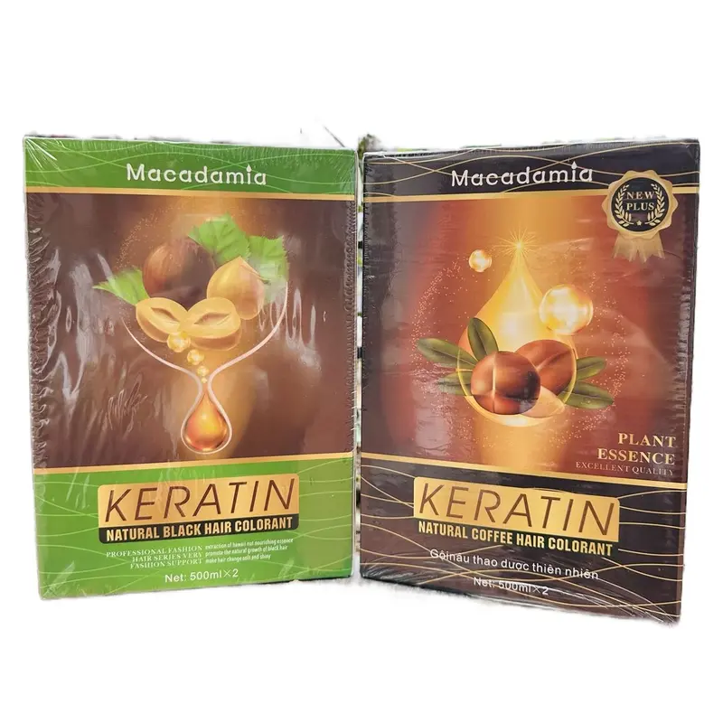 Nhuộm Đen / Nâu Macadamia 500mlx2 ( không dính da đầu) Phủ bạc không dính da đầu Nhuộm đen Keratin Nhuộm đen maca Đổi Màu Tóc Nhuộm Tóc Nữ Women Dưỡng Tóc 0