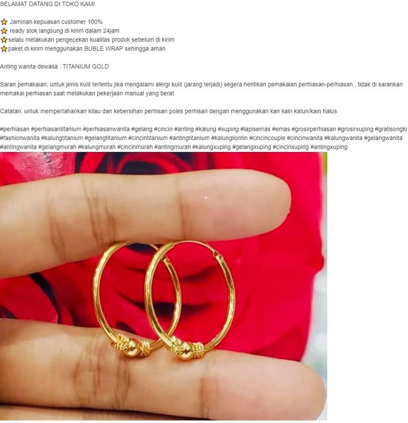 Product Introduction of Anting Xuping anting cantik anting Titanium 24k anting Gipsy bola bola anti karat Free Ongkor dan COD. 1