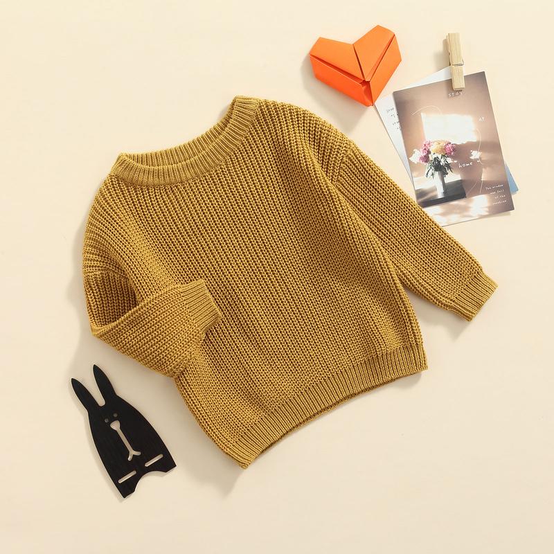 Product Introduction of Baby Girls Boys Knit Sweater Solid Color Long Sleeve Crewneck Knitwear 26