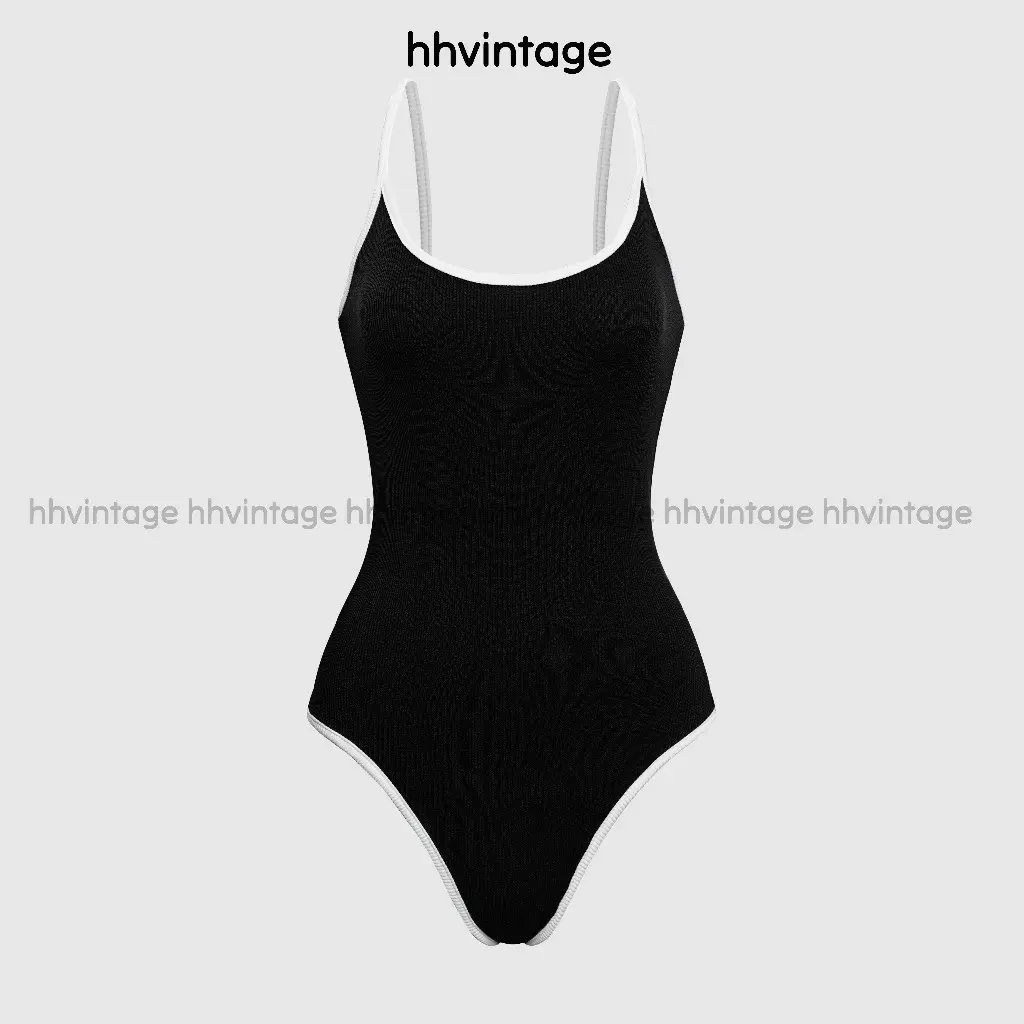 Body suit hai dây viền nổi bodysuit nữ