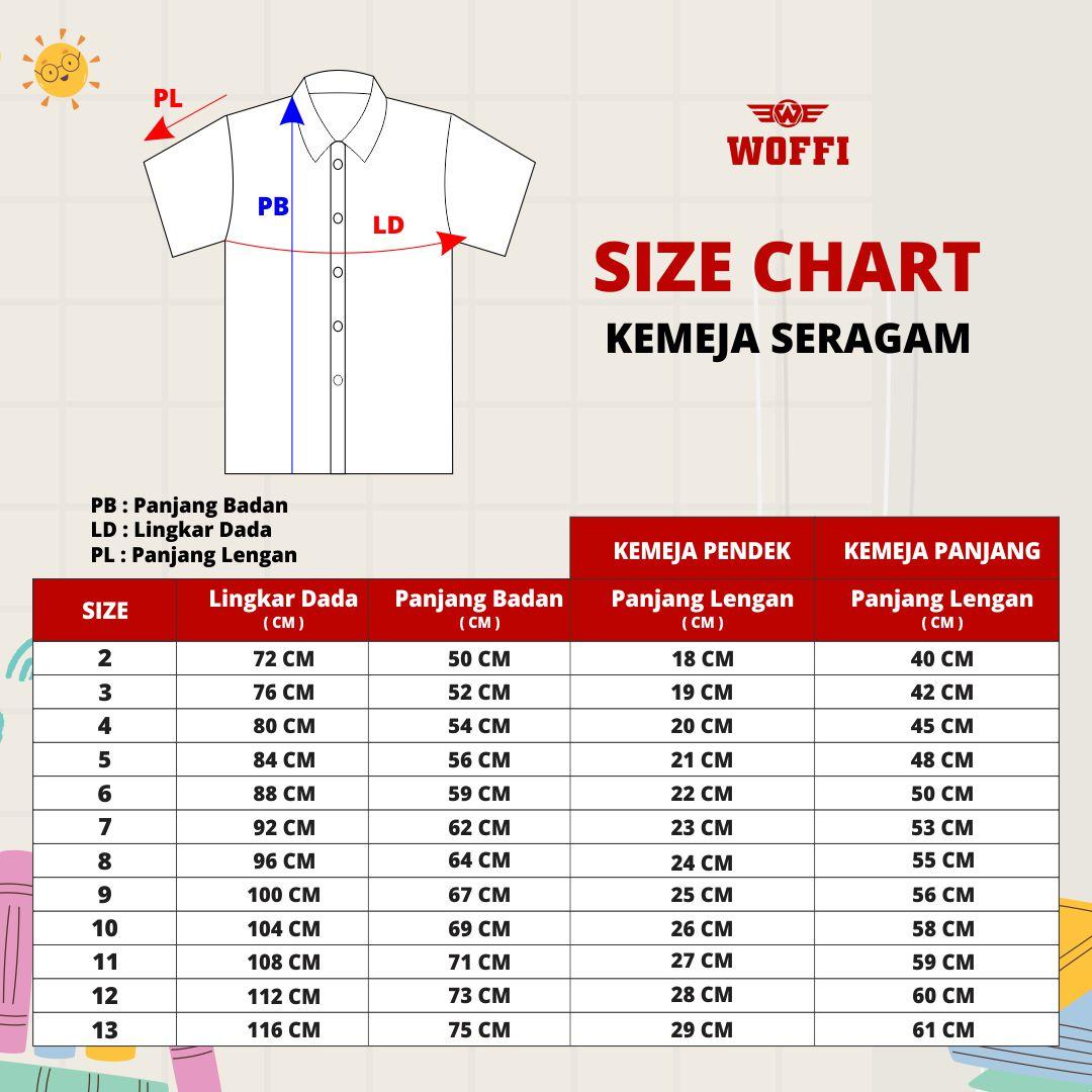 Seragam SMP Woffi Kemeja Pendek Badge Putih Bendera