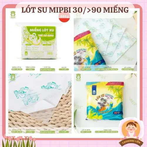Lót su sơ sinh Mipbi, miếng lót su 3 lớp siêu thấm, mềm mại cho bé sơ sinh túi 30/90 miếng Gaodanglon
