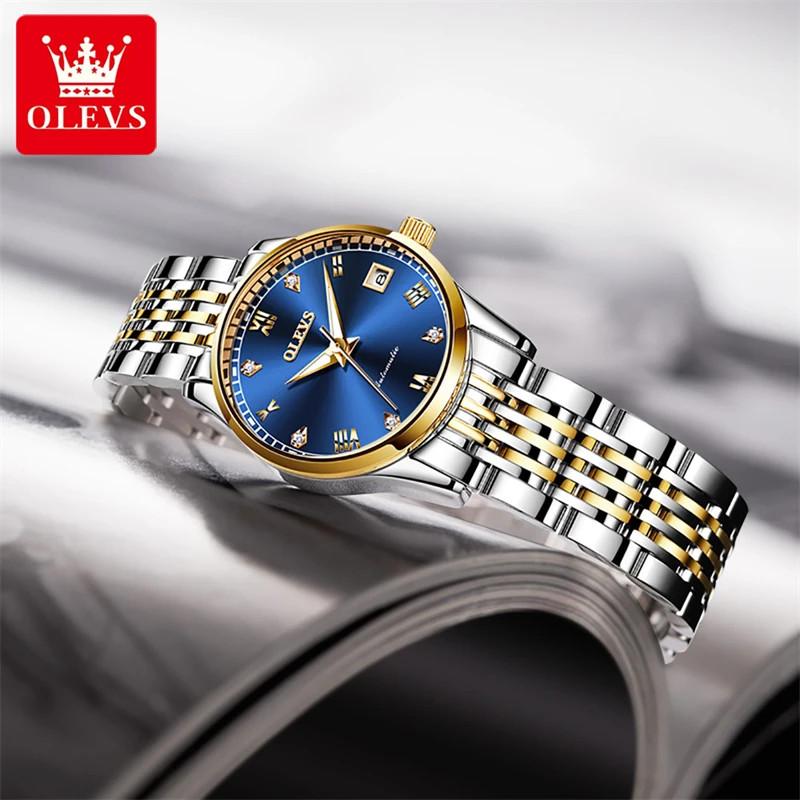   Fullbox  Đồng Hồ Nữ O.L.E.V.S C.hính_H.ãng Máy Cơ Tự Động_Dây Thép Nhiều Màu Sang Trọng Nữ Tính - TẶNG Dụng Cụ Tháo Bớt Dây Của Hãng  CNU1  