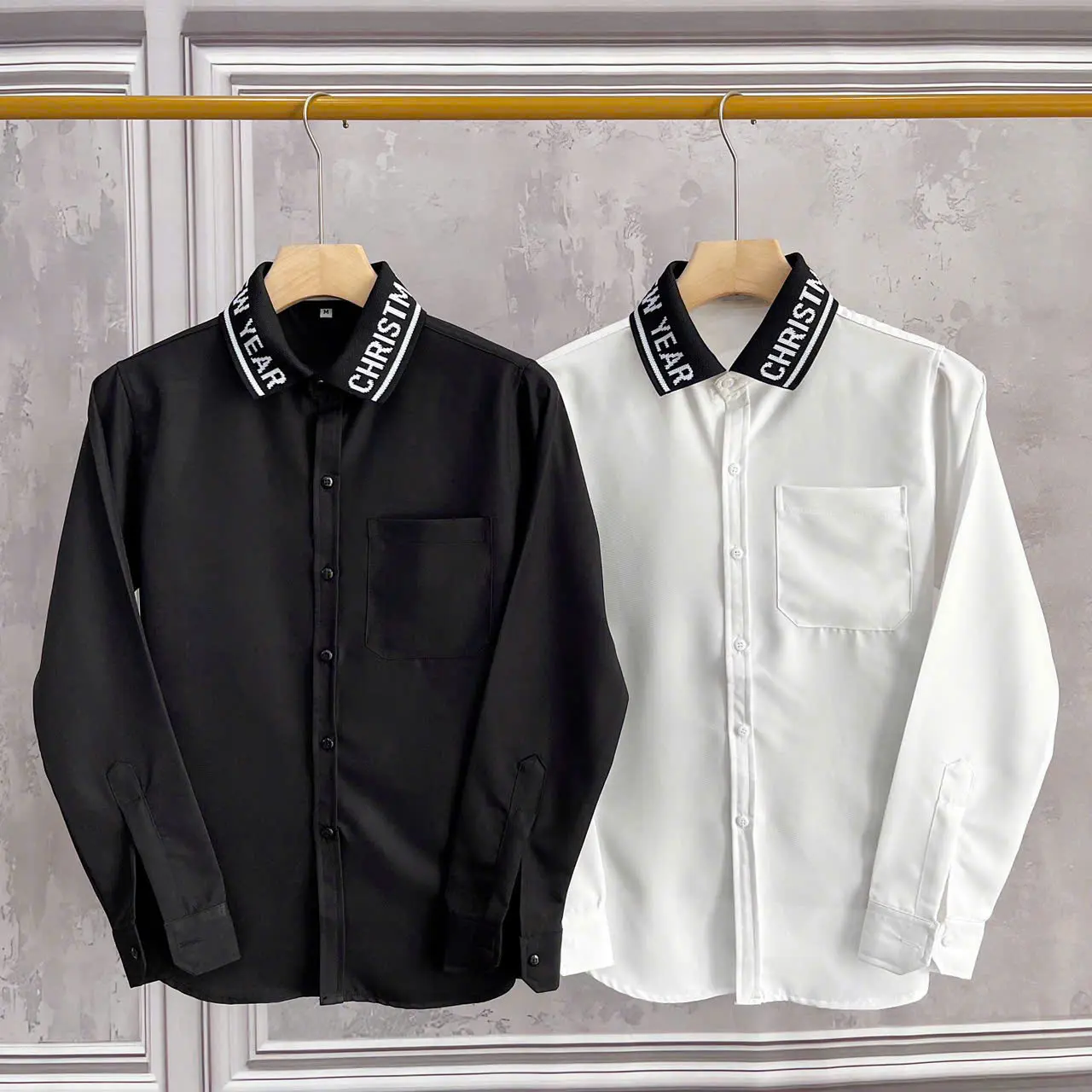 Áo sơ mi nam tay dài phối bo cổ 1 túi phong cách đơn giản chất vải cotton lụa dày dặn thoáng mát Menswear Top