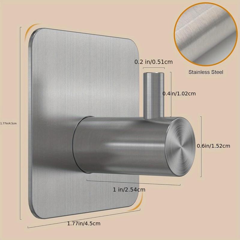 Stainless Steel Wall Mounted Hook (4 Counts), Waterproof Wall Hook, Multifunctional Hook for Hanging Coats, Hats, Towels, Home Organizer 1