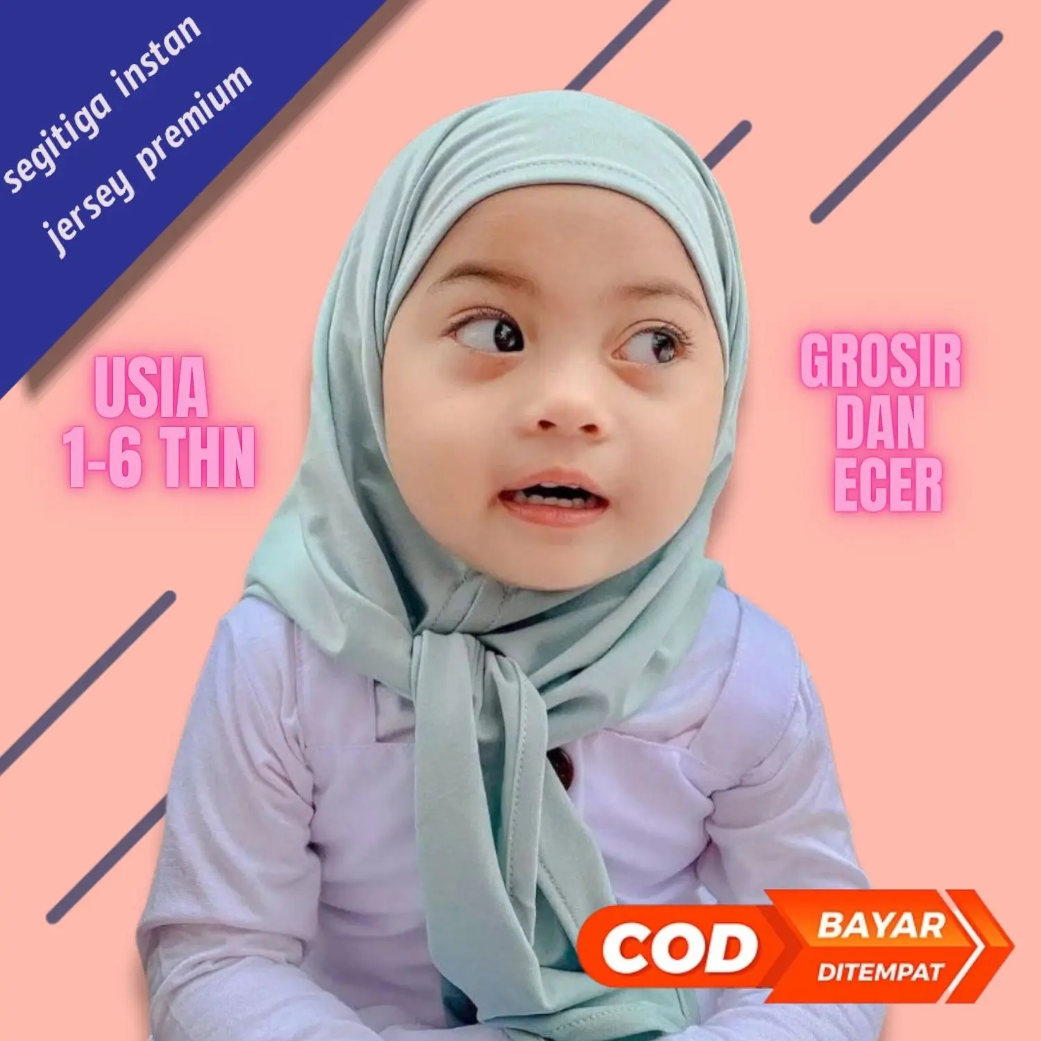 YUMNA Jilbab Anak Perempuan Hijab Segitiga Instan Anak Bahan Jersey Umur 1 5 Tahun Kekinian Polos