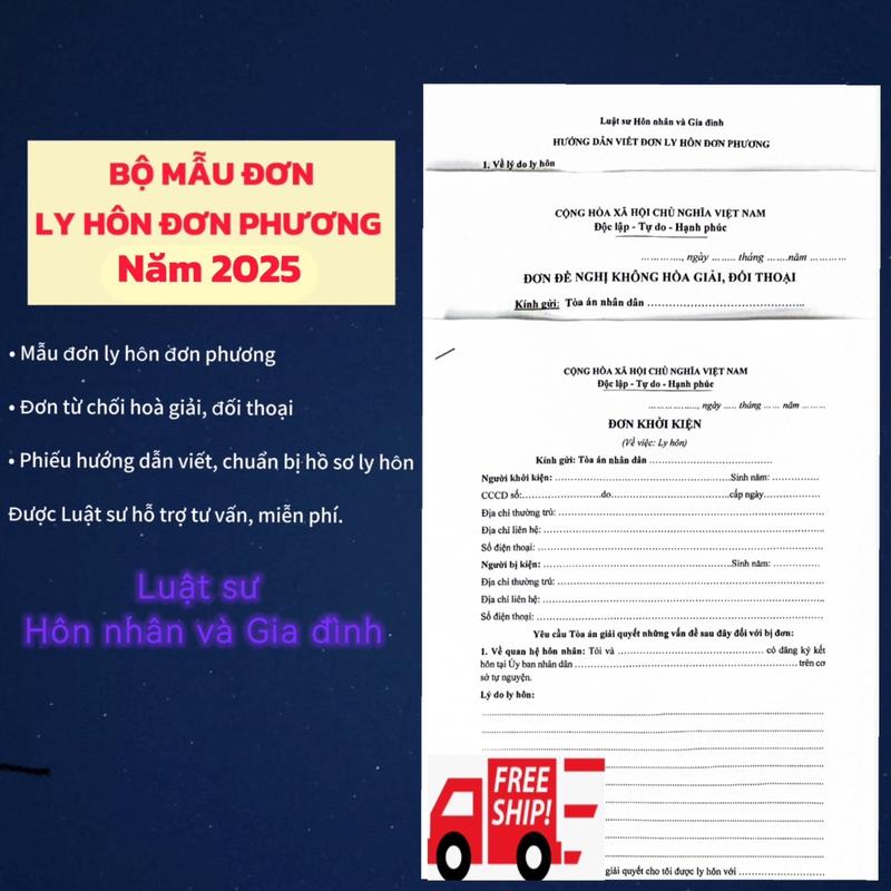Bộ mẫu đơn ly hôn đơn phương năm 2025 có hướng dẫn 0