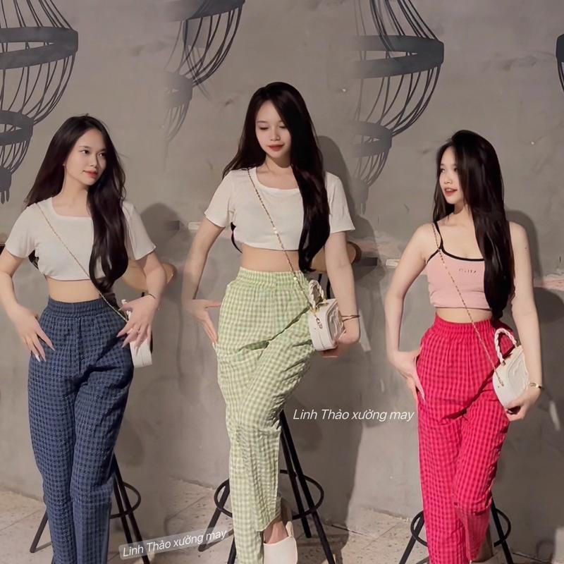 Quần baggy mùa hè cạp chun lưng cao chất vải đũi nhẹ mát Nữ Voi Nhung Women