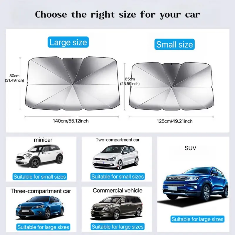 Portable Foldable Car Windshield Sunshade Umbrella, 1 Count Anti-UV Car Sunshade Umbrella, Universal Car Exterior Protective Accessories 1