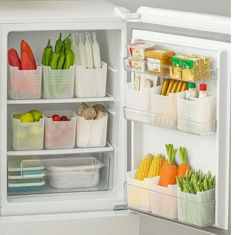 Practical Plastic Fridge Door Storage Box Household White Fruits Fresh Preservation Box Refrigerator Organizer Bin Fridge Storage Organizer for Kitchen