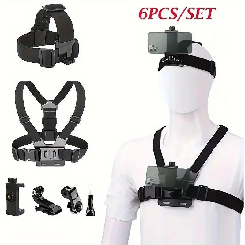 Phone Holder, Action Camera Strap Set with Phone Clip, Durable Smartphone Accessories, Durable Adjustable Fixing Mount for Gopro/Phone/Osmo Action, Sports Camera Accessories, Gift for Boyfriend, Back to School Supplies, Men's Gadgets, Holiday Essentials