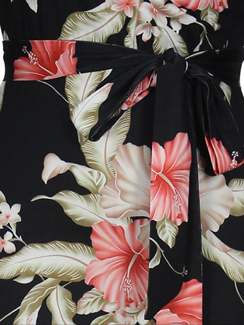 Product Introduction of Women's Floral Print Belted V Neck Dress, Elegant Dress for Party Holiday Wedding Guest, Ladies Clothes for All Seasons 8