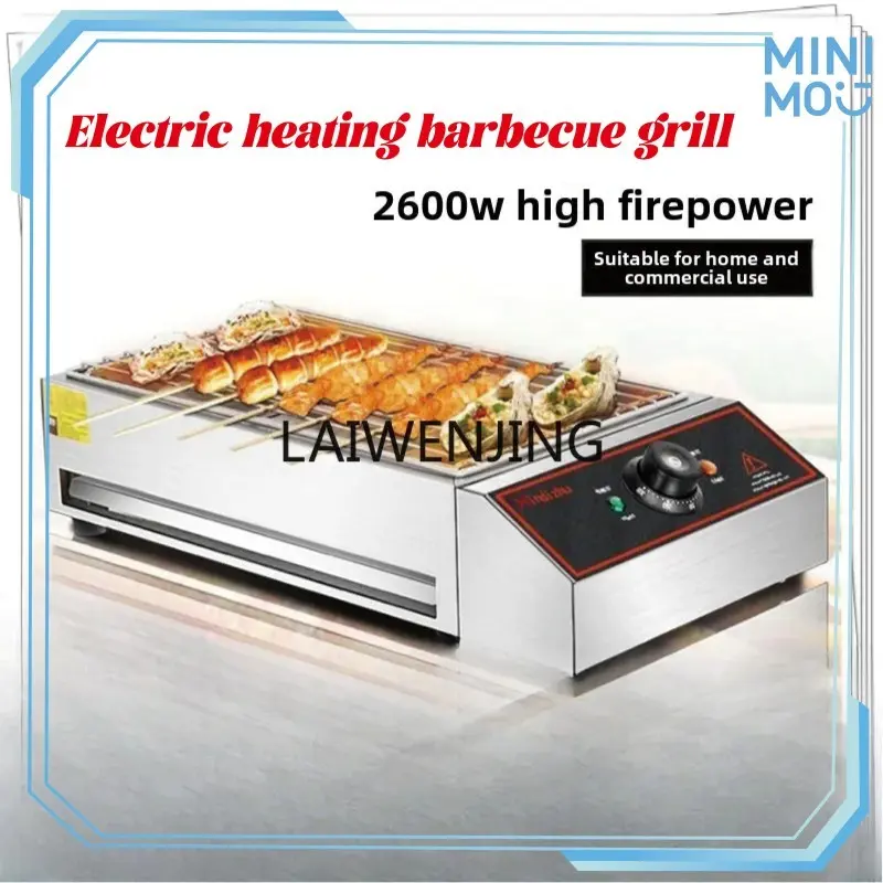 Alat BBQ Electrik Listrik Multifungsi Pemanggang BBQ Grill Besar Stainless Steel Anti Karat Kompor Panggangan Daging Sate Sosis Griller Pan
