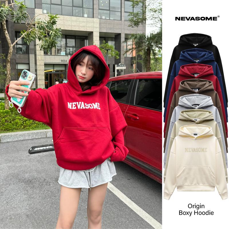 [Độc Quyền] Áo Hoodie Nevasome Origin - Nỉ Lót Lông Cừu 7 Màu 360 gsm Oversize Dài Tay Nam Nữ