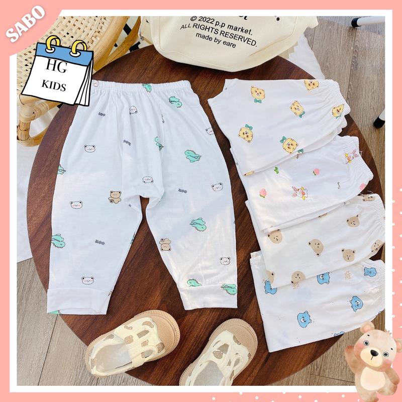Combo 5 Quần Dài Thun Lạnh Peptit Có Đáp Đũng Cho Bé Trai Bé Gái Sơ Sinh
