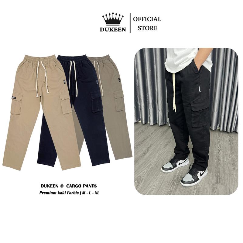 Quần Cargo Pants Nam Nữ Túi Hộp Ống Suông Unisex Chất Liệu Kaki Co Giãn QD032 Menswear Đen
