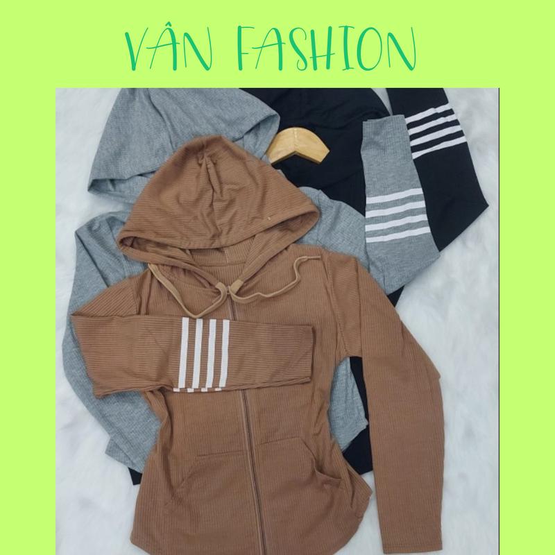 Áo khoác nữ vải gân_ vạt bầu phối túi -phối sọc tay xinh xắn dễ thương ( Freesize 40-56 Kg )