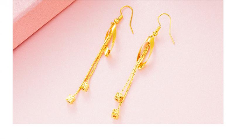 Product Introduction of Hoa Tai Tua Rua Mạ Vàng, Phong Cách Việt Nam, Dành Cho Nữ, Mạ Vàng Đồng 24K, Hoa Tai Giọt Nước, Giả Vàng, Thích Hợp Làm Đồ Trang Sức Cưới, Quà Tặng, Bán Buôn 6