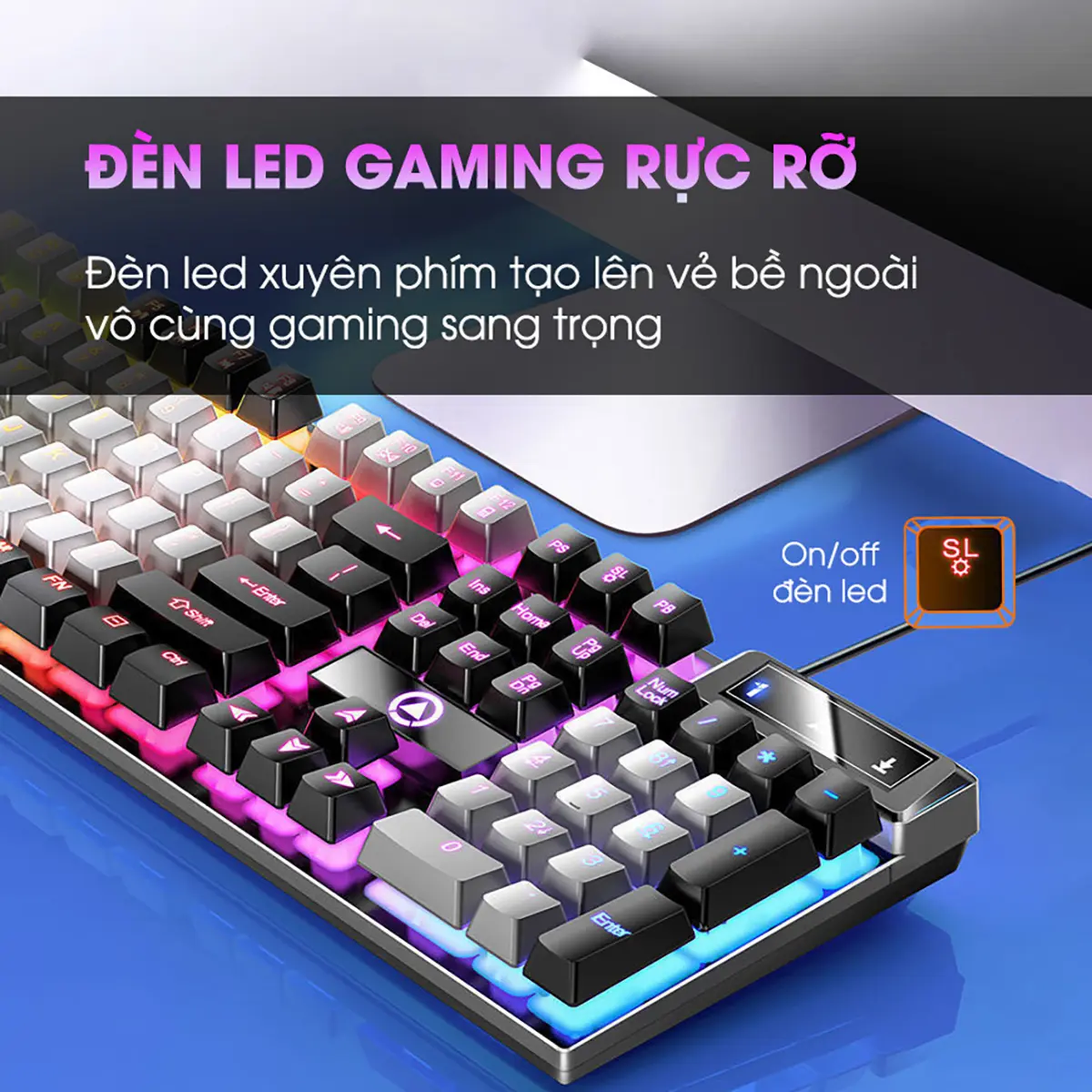 Bàn phím máy tính có dây giả cơ SIDOTECH K500 gaming led rgb màu hồng hành trình phím vừa phải giúp gõ nhanh chống nước tốt cho pc laptop chơi game văn phòng | BigBuy360 - bigbuy360.vn