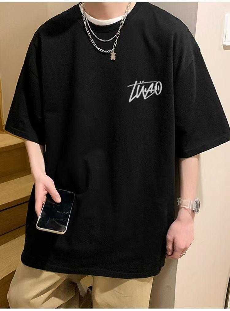 Product Introduction of N642 Milk Silk Double-Sided Short Sleeve 180g Five-Quarter Sleeve T-Shirt Black and White M-5XLP9 9