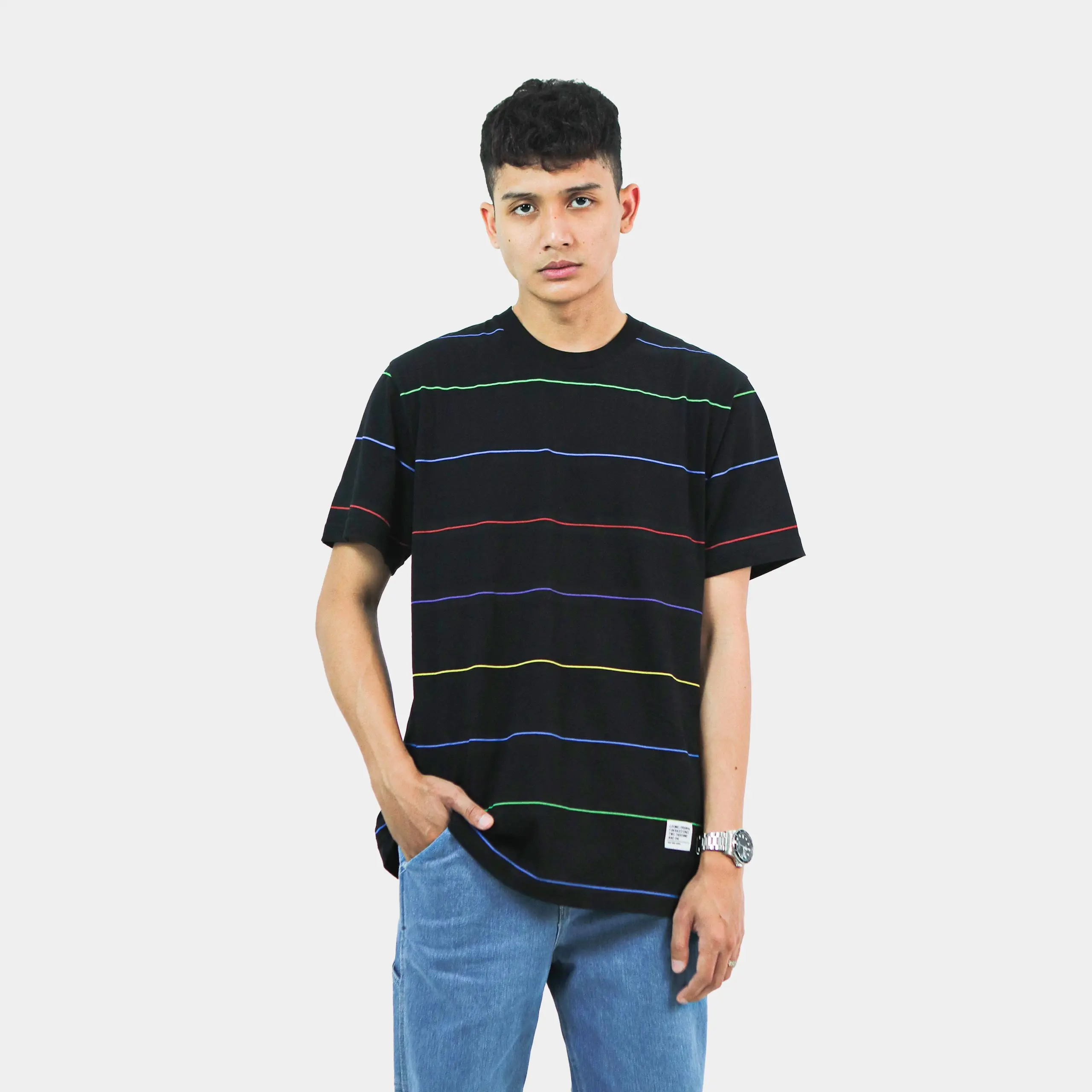 Cosmic Kaos Combed Pria LINE TONE T-Shirt Katun Kerja Pendek Sablon Tangan Slimfit Baju Polos