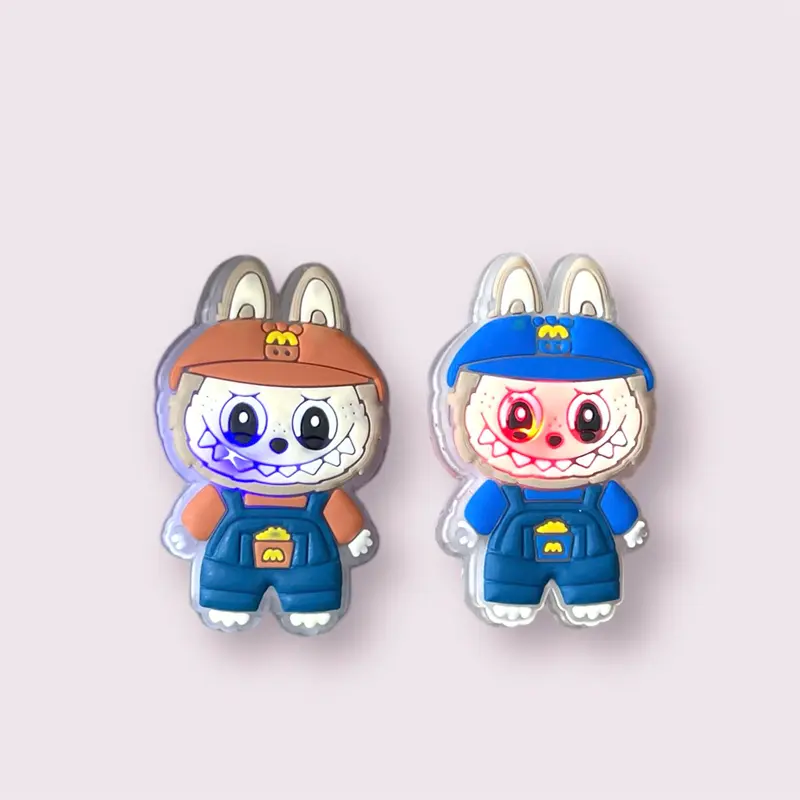 Bộ 10-12 sticker gắn dép sục, bộ charm labubu dèn hottrend xinh xắn 6