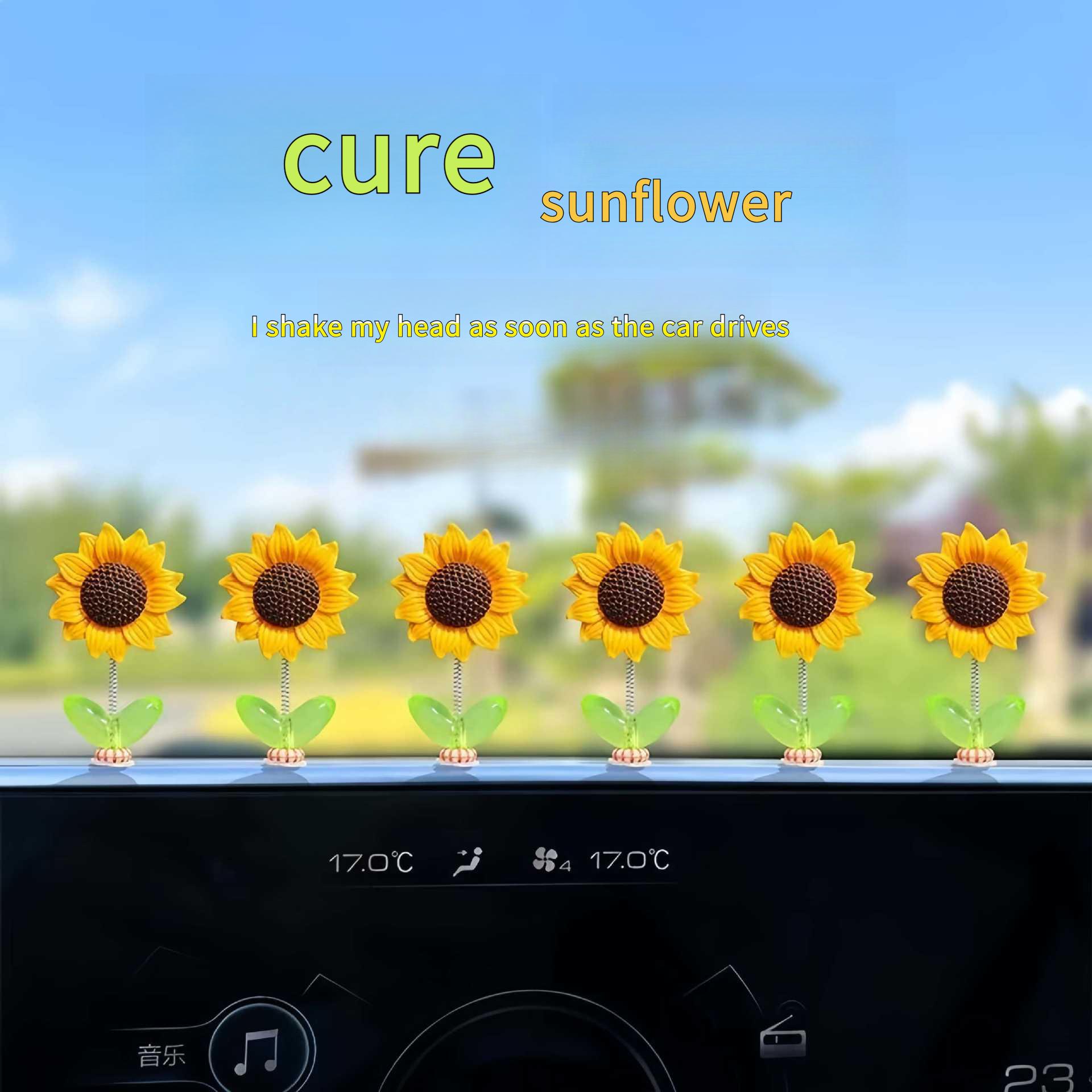 ของตกแต่งรถยนต์ปี 2025 หัวสับดอกทานตะวัน สุดน่ารัก เหมาะสำหรับการตกแต่งคอนโซลกลาง car  dashboard  ac