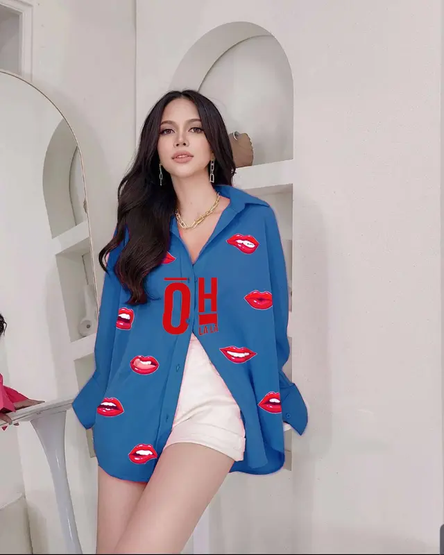 Kemeja Wanita XXL Lips Ohlala Atasan Wanita Jumbo 3