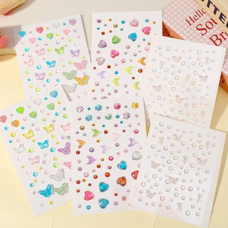 Hình Dán Acrylic Hình Bướm, 3 Kiểu Có Sẵn, 3D, Đầy Màu Sắc, Vỏ Tình Yêu Nàng Tiên Cá Lộng Lẫy, Hoa Hồng Sáng Bóng, Trang Trí Trang Điểm Cơ Thể, Thích Hợp Cho Lễ Hội 8