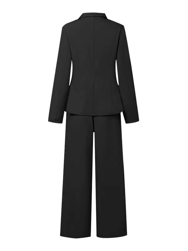 Women's Solid Tie Front Wrap Lapel Neck Blazer & Pants Set, Casual Chic Long Sleeve Outerwear & Wide Leg Trousers, Women's Fall & Winter Clothes for Work Office Business, Elegant Suits, Corporate Outfits Women, Womenswear 4