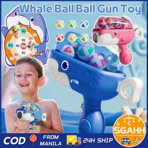 Hot Selling Children's Toy Gun Shooting Cartoon Whale Ball Gun Set with 6 Balls, Target, and Hook barilan  toys  kids