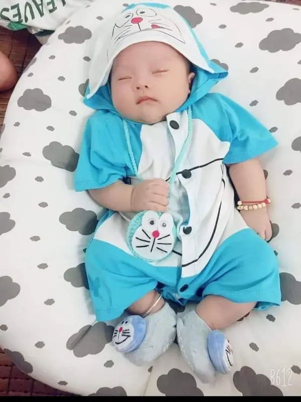 body doremon ngắn tay cho bé tra và gái Jumpsuit 0
