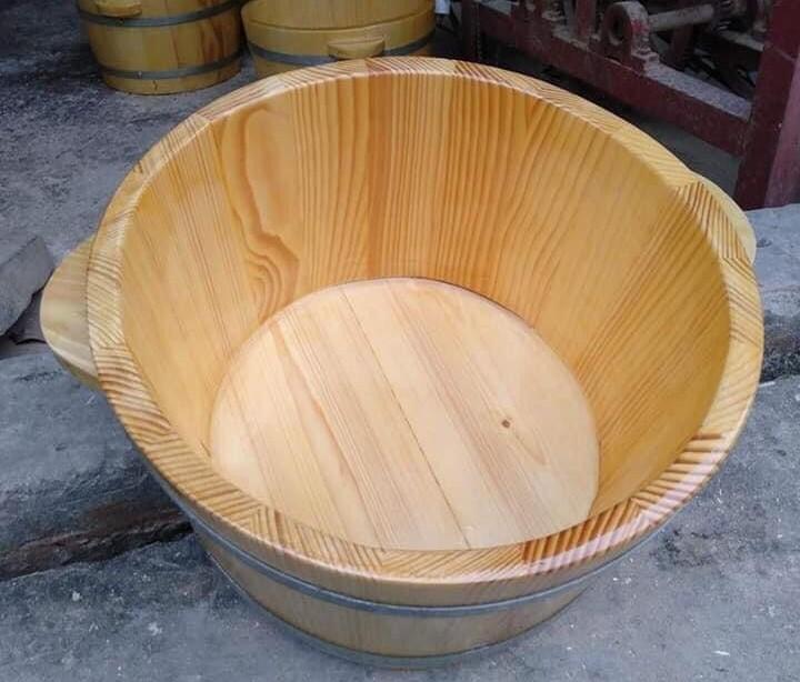 Chậu gỗ ngâm chân gỗ thông chậu ngâm chân trơn