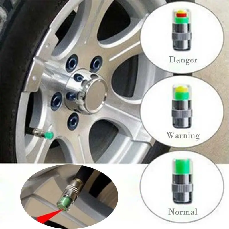 Car Auto Tire Pressure Monitor Valve Stem Cap Sensor Indicator 3 Color Alert #63166
