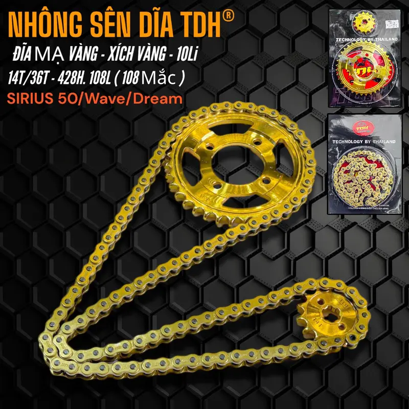[ Thành DH ] Nhông Sên Dĩa TDH V2 Lắp Cho Sirius 110 - 50 - Wave - Dream [ Sên 10 Li/ 108 Mắc Lắp Cho Gắp Dài ] Phụ Tùng 5