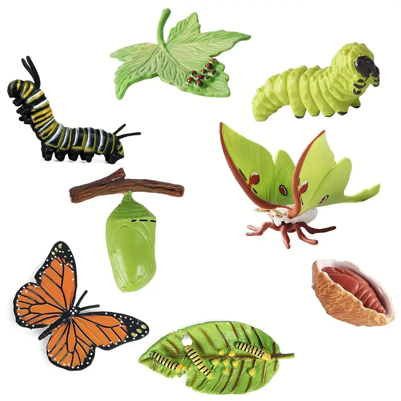 8pcs/set Butterfly Life Cycle Toy, Cute Model Caterpillar Butterfly, Montessori Early Childhood Education Toy 0