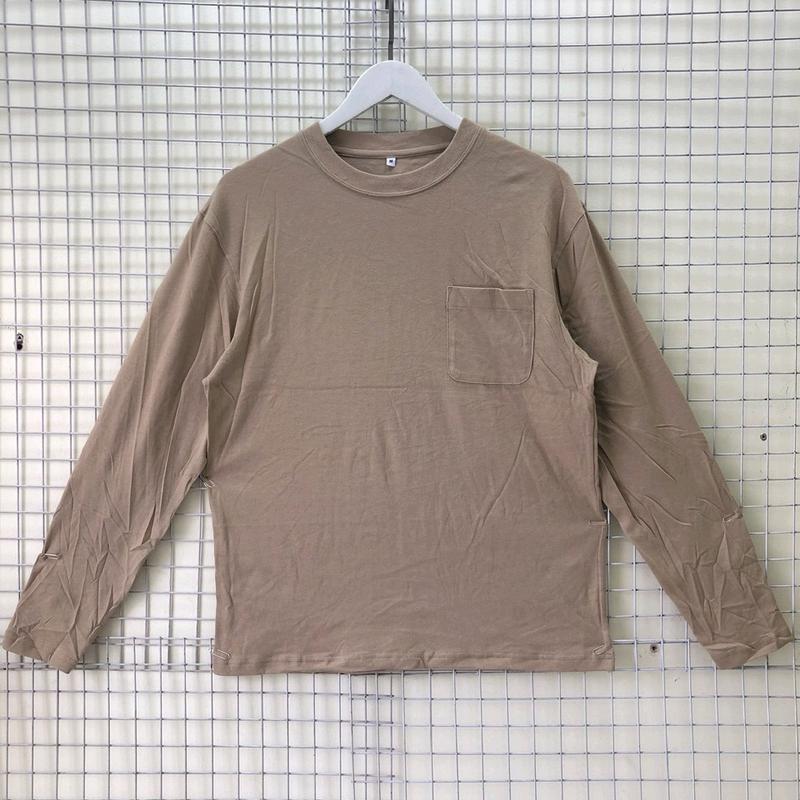 [Mua 5 áo giảm 15%] Áo thun nam có túi hàng xuất Nhật màu kem Cotton Cổ Tròn