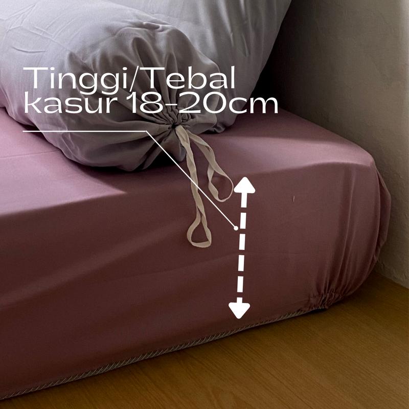 Product Introduction of Sprei Polos Two Tone Aesthetic Warna Light Grey Mix Soft Mauve Ukuran 90x200 100x200 120x200 160x200 180x200 Seprei Katun Disperse Berpori Menyerap Keringat Bantal Guling Kain Karet 5