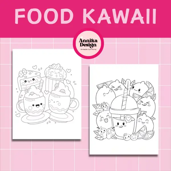 Tranh tô màu các món ăn kawaii, tranh tô màu dễ thương cho các bé - AnnikaDesign 3