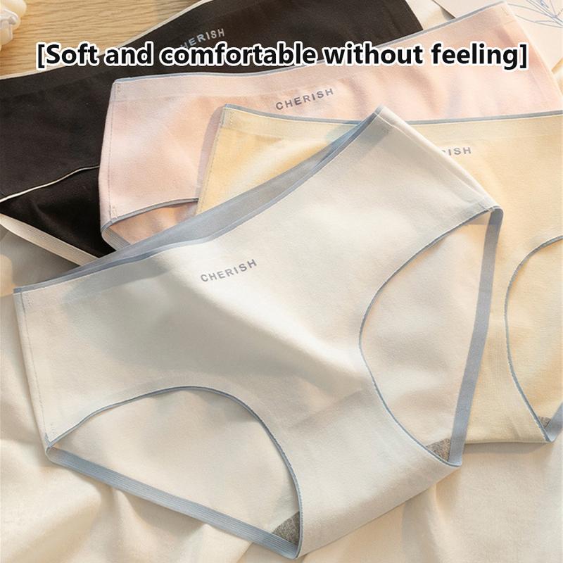 Quần Lót Nữ, Chất Liệu Cotton, Lưng Bó Sát Graphene, Thoải Mái, Không đường May, Vừa Vặn, Quần Lót Cotton Không đường May, Dành Cho Nữ Women Lịch Màu Hồng