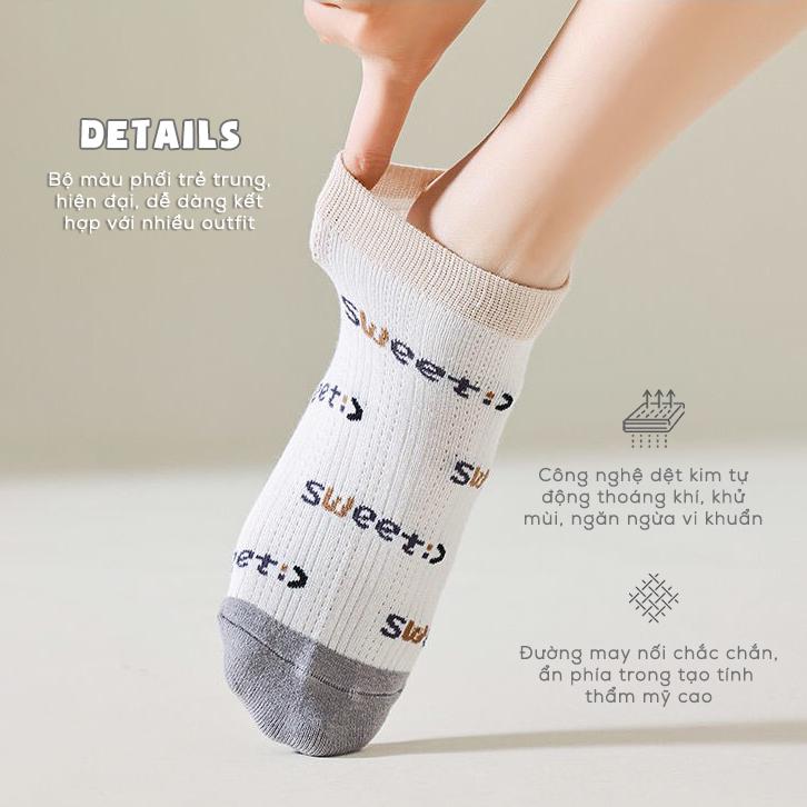 Tất cổ ngắn nữ họa tiết thêu dễ thương,vớ cổ ngắn đáng yêu dễ phối đồ - Cherry Shop 3