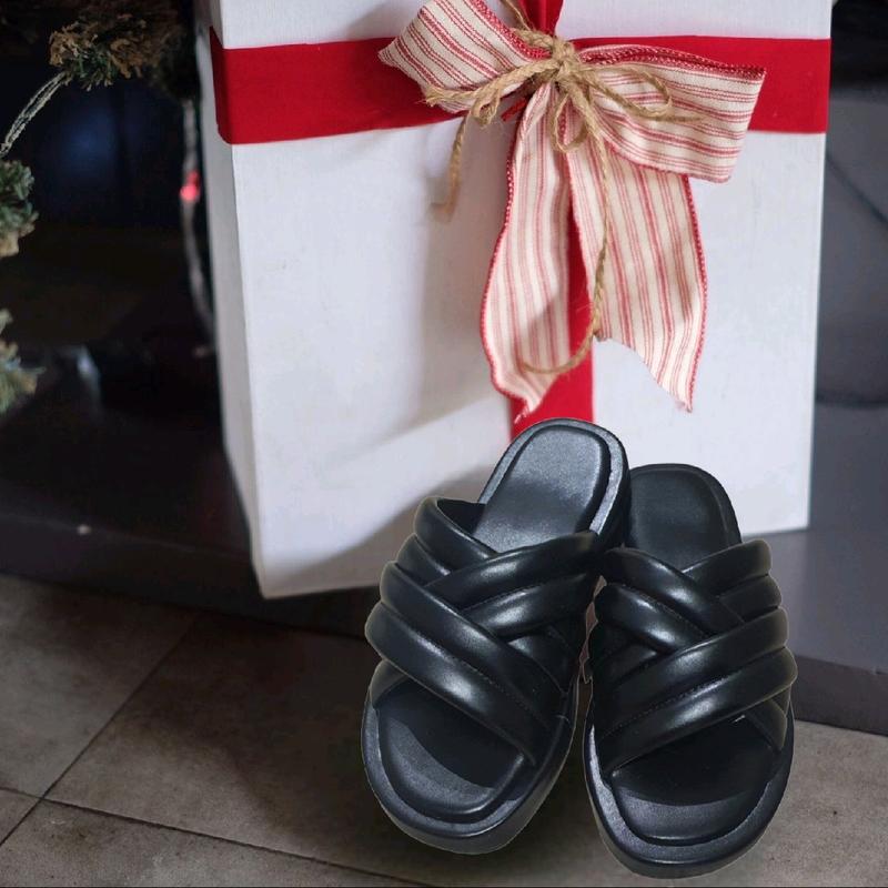 Sandal Wanita Big Size Jumbo Size Silang 3 Request Kaki Gemuk Panjang Pendek Coklat Black Sendal 1