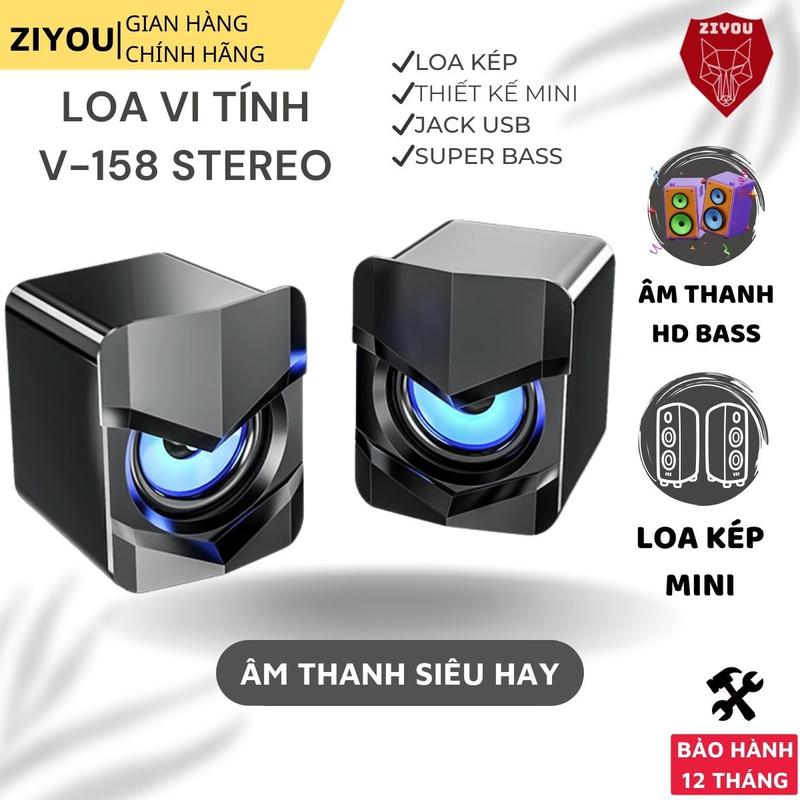 Loa Máy Tính Laptop Vi Tính Mini Ziyou V-158 Âm Bass Trầm Nổi HD Di Động, Có LED Cực Đẹp, Jack Cắm Âm Thanh 3.5mm