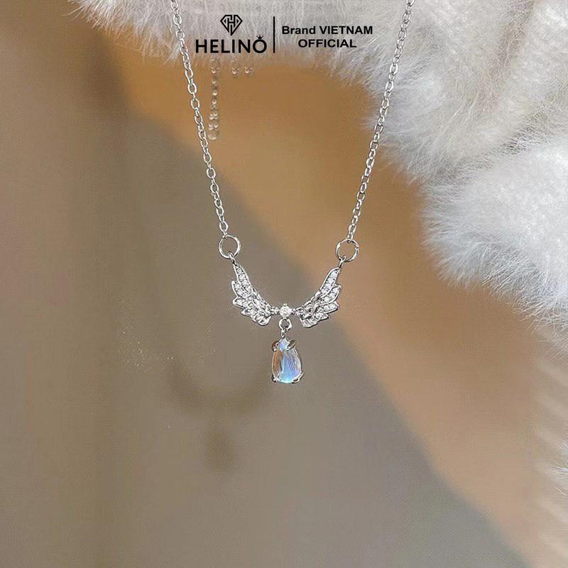  Dây chuyền bạc nữ HELINO cánh thiên thần đá Moonstone đổi màu trang sức phụ kiện lấp lánh C47 