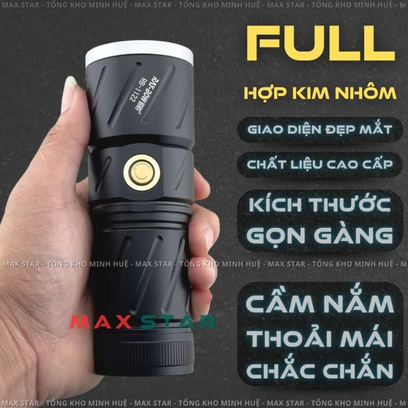 Đèn pin cầm tay siêu sáng RAY BOW 1122 chiếu xa 650 mét có ZOOM xa gần chống nước sạc ngược cho điện thoại